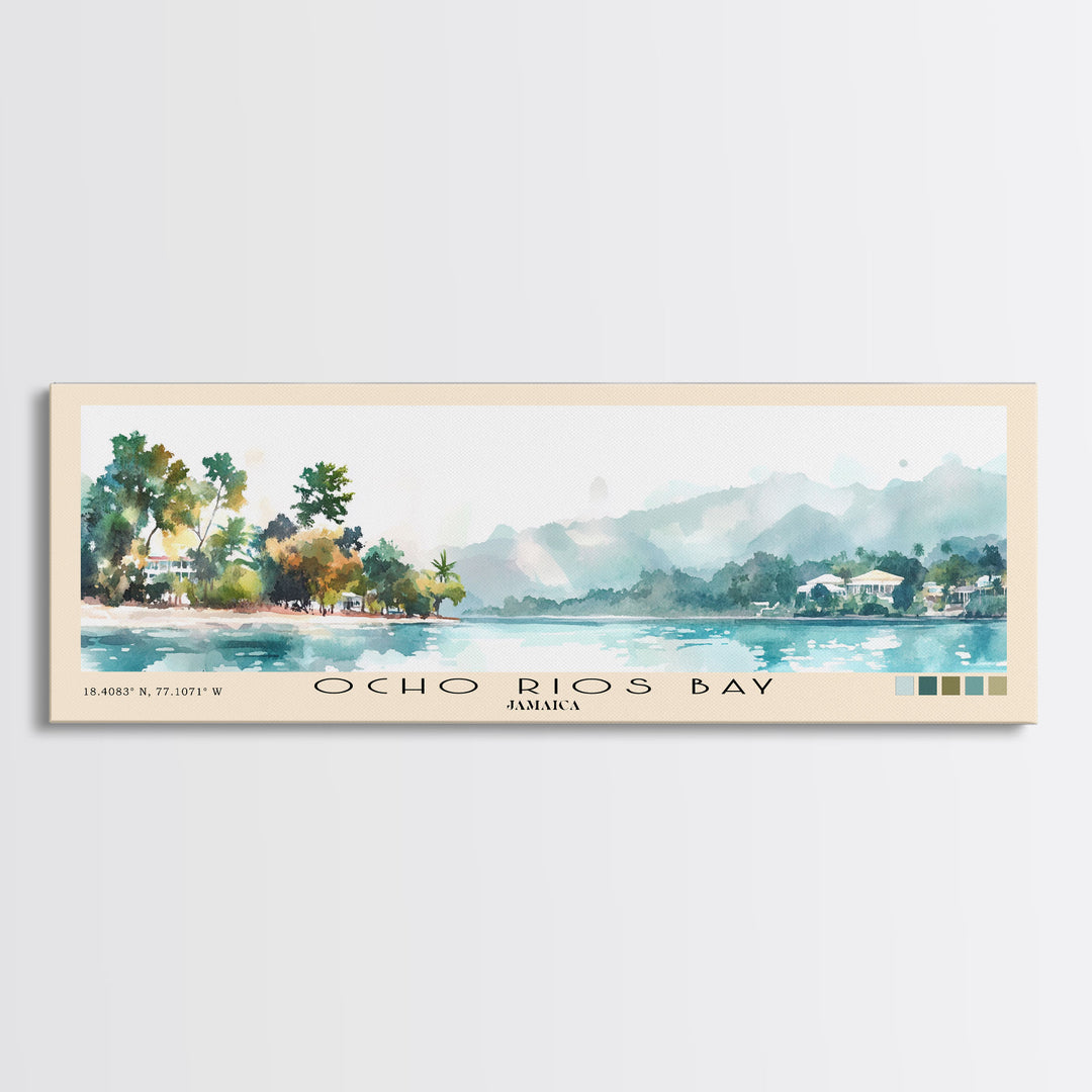 Ocho Rios Bay, Jamaica Watercolor Print, Vacation Gift, Jamaica Wall Art, Vacation Wall Art, Vacatation Memories, Beach Decor, Beach Or Lakehouse Art