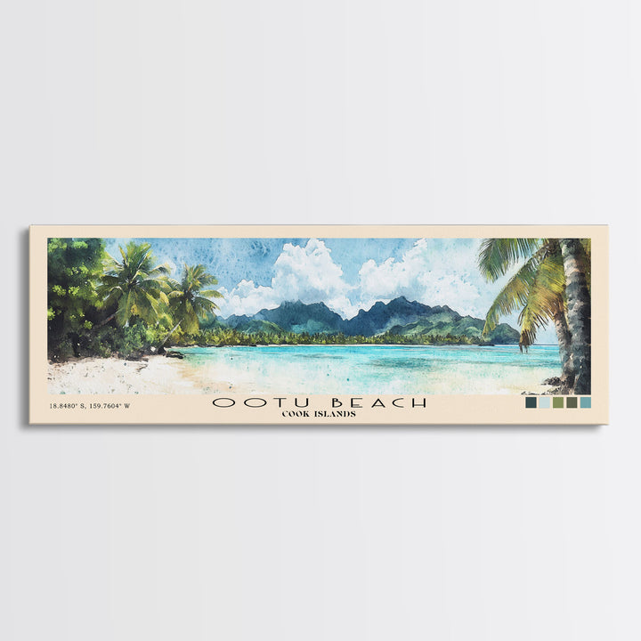 Ootu Beach, Cook Islands Watercolor Print, Vacation Gift, Cook Islands Wall Art, Vacation Wall Art, Vacatation Memories, Beach Decor, Beach Or Lakehouse Art