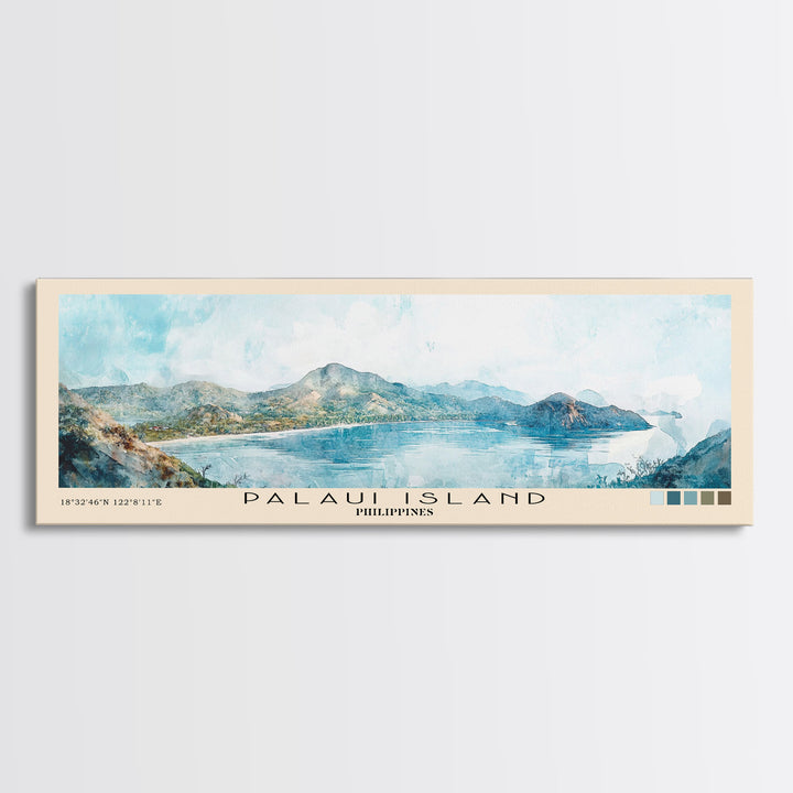 Palaui Island, Philippines Watercolor Print, Vacation Gift, Philippines Wall Art, Beach Painting, Beach Decor, Large Wall Art, Wood Frame Art