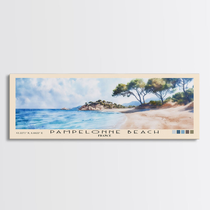 Pampelonne Beach, France Watercolor Print, Vacation Gift, France Wall Art, Beach Painting, Beach Decor, Large Wall Art, Wood Frame Art