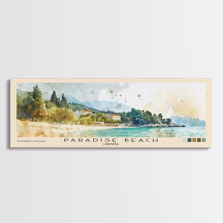 Paradise Beach, Croatia Watercolor Print, Vacation Gift, Croatia Wall Art, Vacation Wall Art, Vacatation Memories, Beach Decor, Beach Or Lakehouse Art