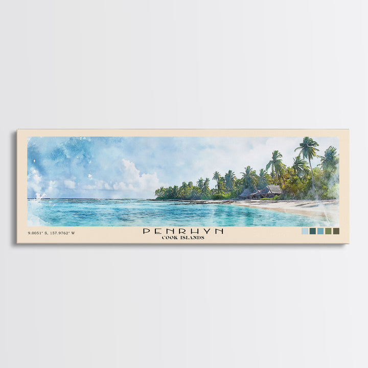 Penrhyn, Cook Islands Watercolor Print, Vacation Gift, Cook Islands Wall Art, Beach Painting, Beach Decor, Beach Or Lakehouse Art