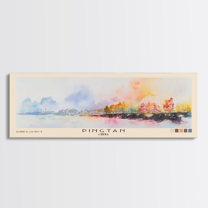 Pingtan, China Watercolor Print, Vacation Gift, China Wall Art, Beach Painting, Beach Decor, Beach Or Lakehouse Art