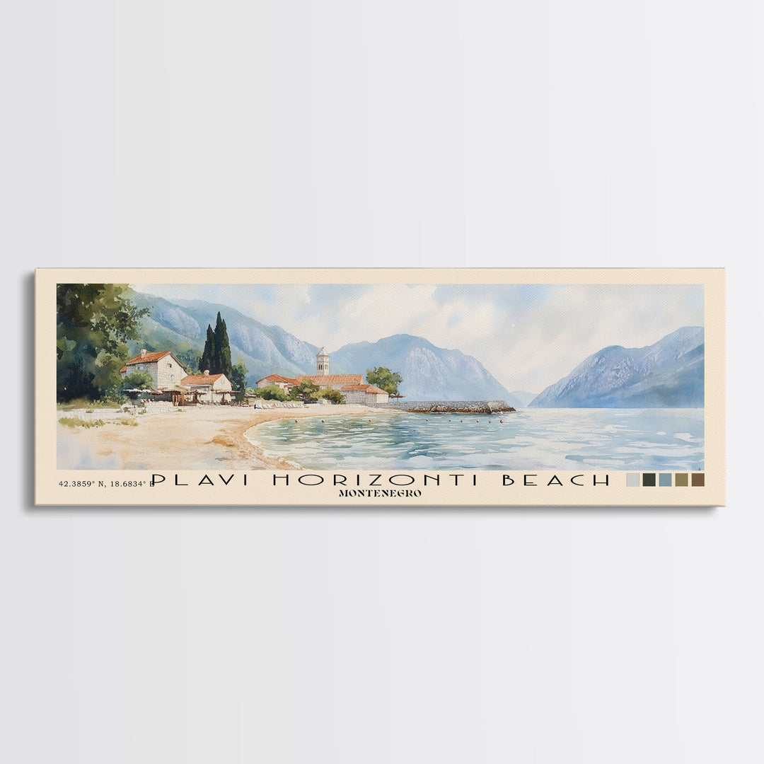 Plavi Horizonti Beach, Montenegro Watercolor Print, Vacation Gift, Montenegro Wall Art, Vacation Wall Art, Vacatation Memories, Beach Decor, Beach Or Lakehouse Art
