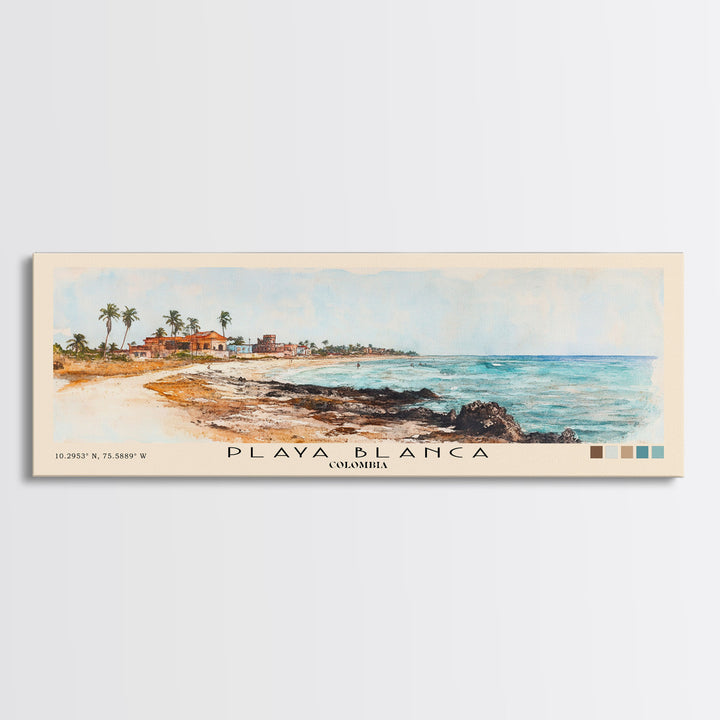 Playa Blanca, Colombia Watercolor Print, Vacation Gift, Colombia Wall Art, Vacation Wall Art, Vacatation Memories, Beach Decor, Beach Or Lakehouse Art