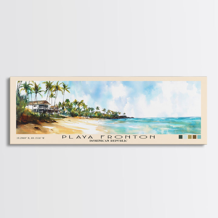 Playa Fronton, Dominican Republic Watercolor Print, Vacation Gift, Dominican Republic Wall Art, Beach Painting, Beach Decor, Large Wall Art, Wood Frame Art