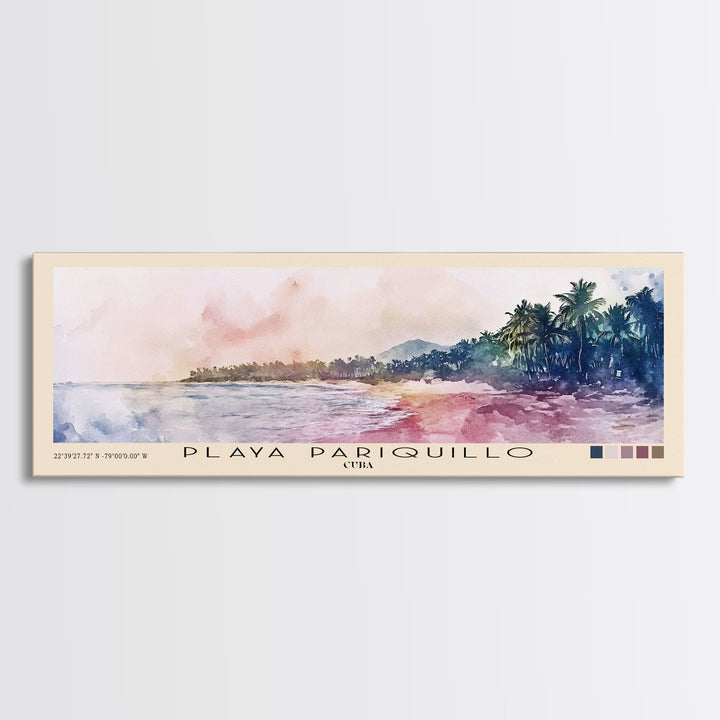 Playa Pariquillo, Cuba Watercolor Print, Vacation Gift, Cuba Wall Art, Beach Painting, Beach Decor, Large Wall Art, Wood Frame Art