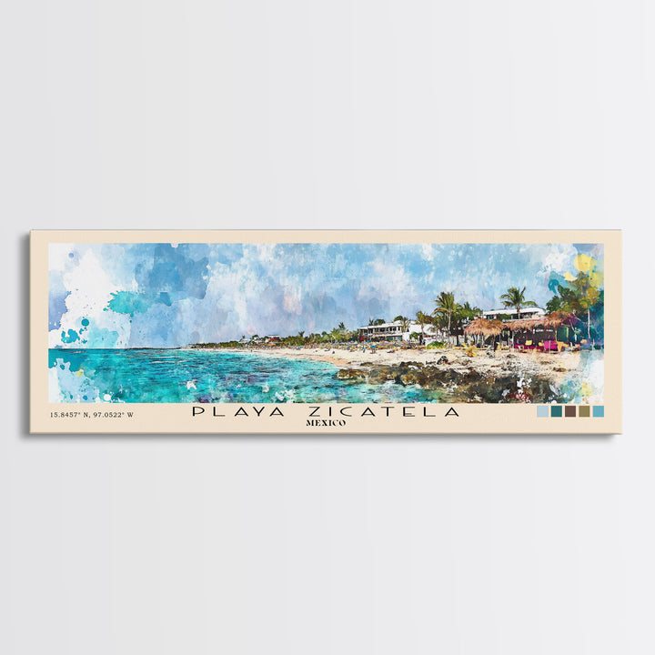 Playa Zicatela, Mexico Watercolor Print, Vacation Gift, Mexico Wall Art, Vacation Wall Art, Vacatation Memories, Beach Decor, Beach Or Lakehouse Art