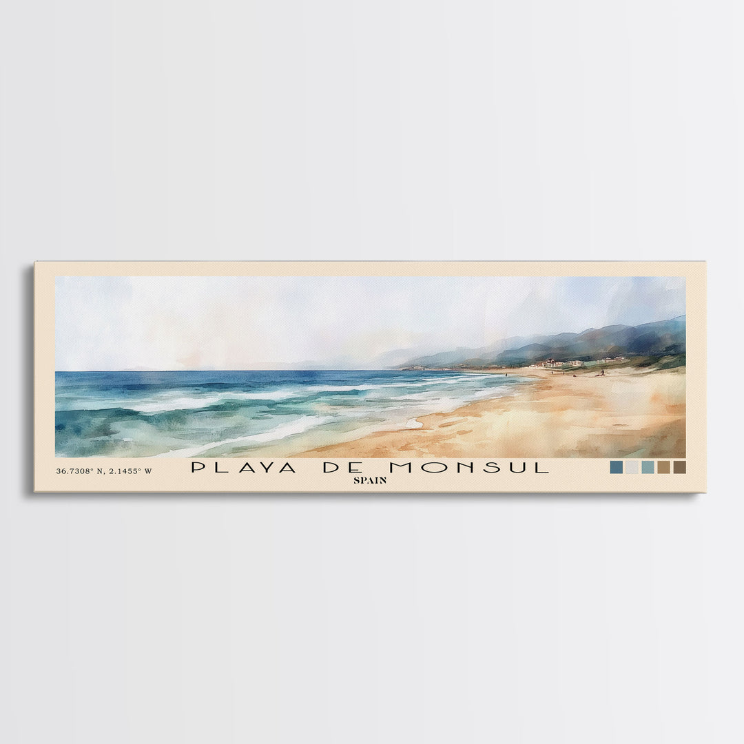 Playa de Monsul, Spain Watercolor Print, Vacation Gift, Spain Wall Art, Beach Painting, Beach Decor, Beach Or Lakehouse Art
