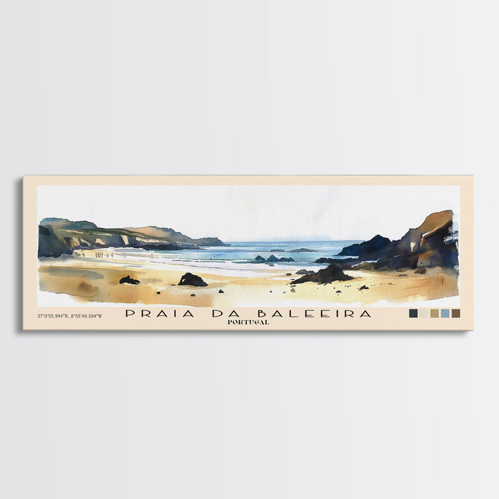 Praia da Baleeira, Portugal Watercolor Print, Vacation Gift, Portugal Wall Art, Beach Painting, Beach Decor, Beach Or Lakehouse Art