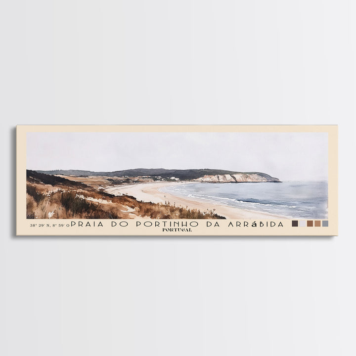 Praia do Portinho da Arrábida, Portugal Watercolor Beach Print, Vacation Gift, Portugal Wall Art, Beach Painting, Beach Decor, Beach Painting