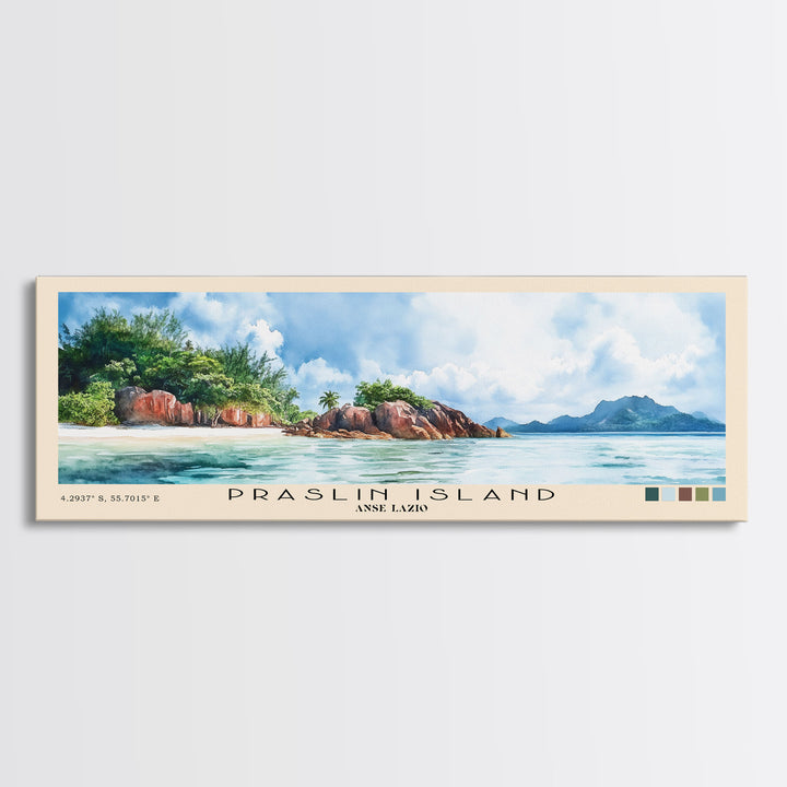 Praslin Island, Anse Lazio Watercolor Print, Vacation Gift, Anse Lazio Wall Art, Beach Painting, Beach Decor, Beach Or Lakehouse Art