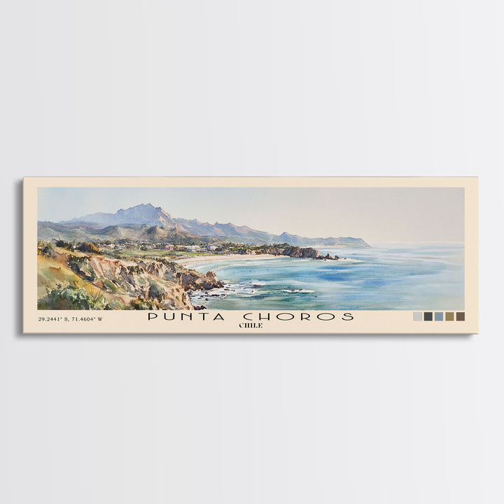 Punta Choros, Chile Watercolor Print, Vacation Gift, Chile Wall Art, Beach Painting, Beach Decor, Large Wall Art, Wood Frame Art