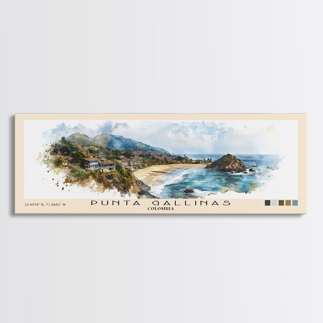 Punta Gallinas, Colombia Watercolor Print, Vacation Gift, Colombia Wall Art, Beach Painting, Beach Decor, Beach Or Lakehouse Art