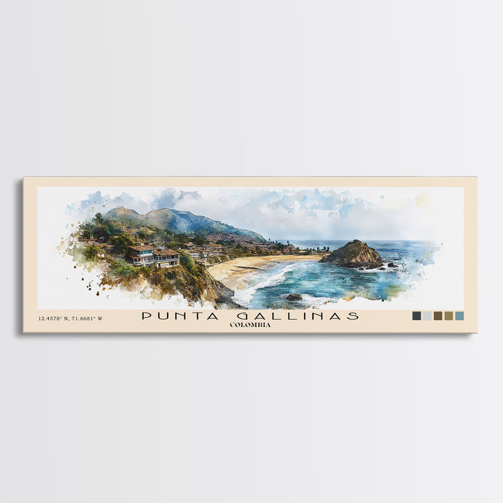 Punta Gallinas, Colombia Watercolor Print, Vacation Gift, Colombia Wall Art, Beach Painting, Beach Decor, Beach Or Lakehouse Art