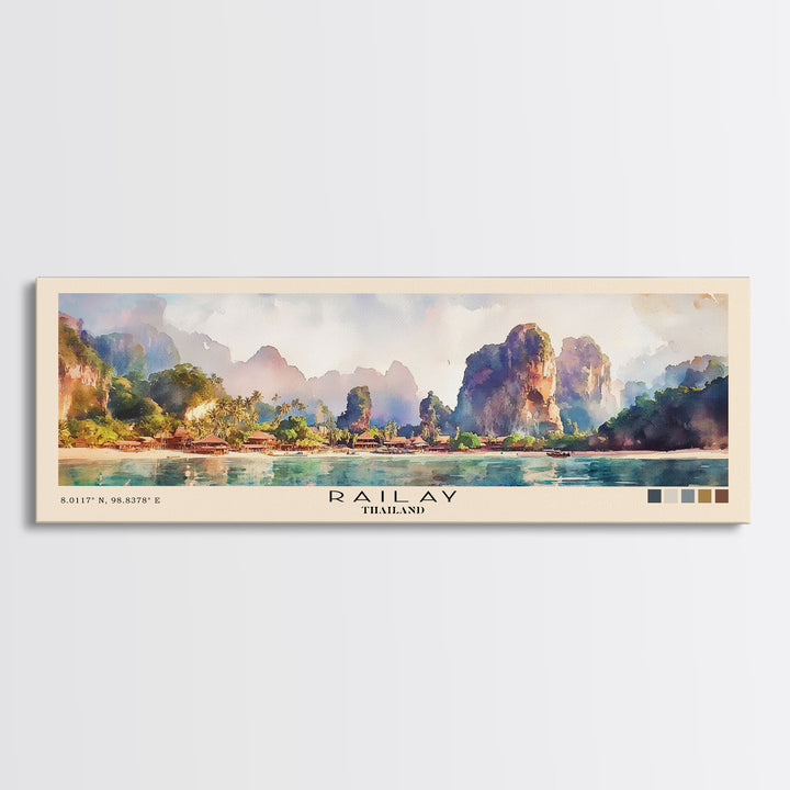 Railay, Thailand Watercolor Print, Vacation Gift, Thailand Wall Art, Vacation Wall Art, Vacatation Memories, Beach Decor, Beach Or Lakehouse Art