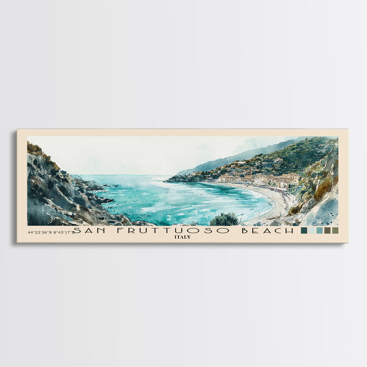 San Fruttuoso Beach, Italy Watercolor Print, Vacation Gift, Italy Wall Art, Vacation Wall Art, Vacatation Memories, Beach Decor, Beach Or Lakehouse Art