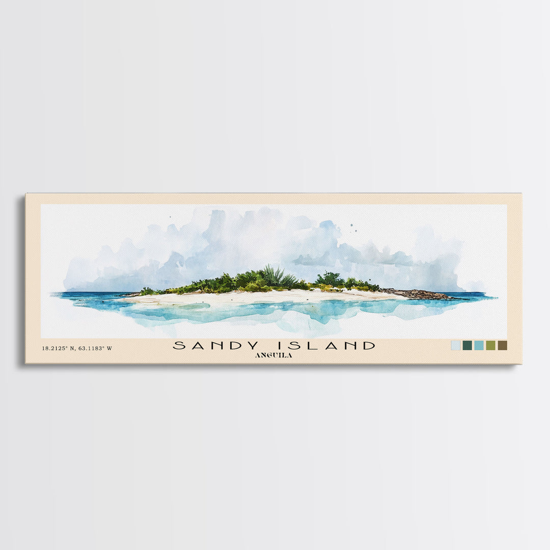 Sandy Island, Anguila Watercolor Print, Vacation Gift, Anguila Wall Art, Vacation Wall Art, Vacatation Memories, Beach Decor, Beach Or Lakehouse Art