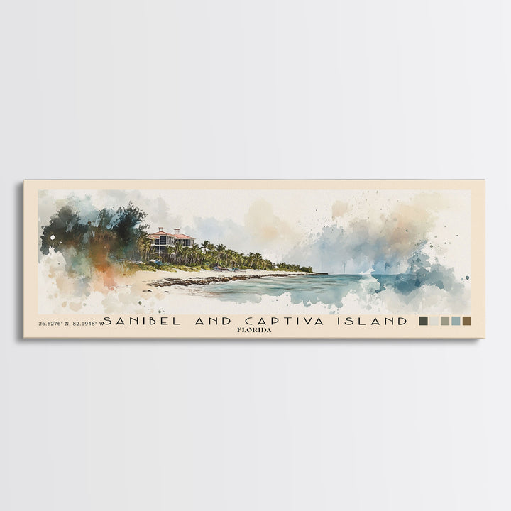 Sanibel and Captiva Island, Florida Watercolor Beach Print, Vacation Gift, Florida Wall Art, Beach Painting, Beach Decor, Beach Painting