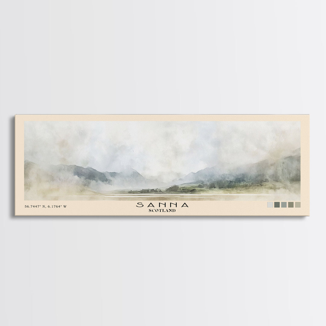 Sanna, Scotland Watercolor Print, Vacation Gift, Scotland Wall Art, Beach Painting, Beach Decor, Large Wall Art, Wood Frame Art