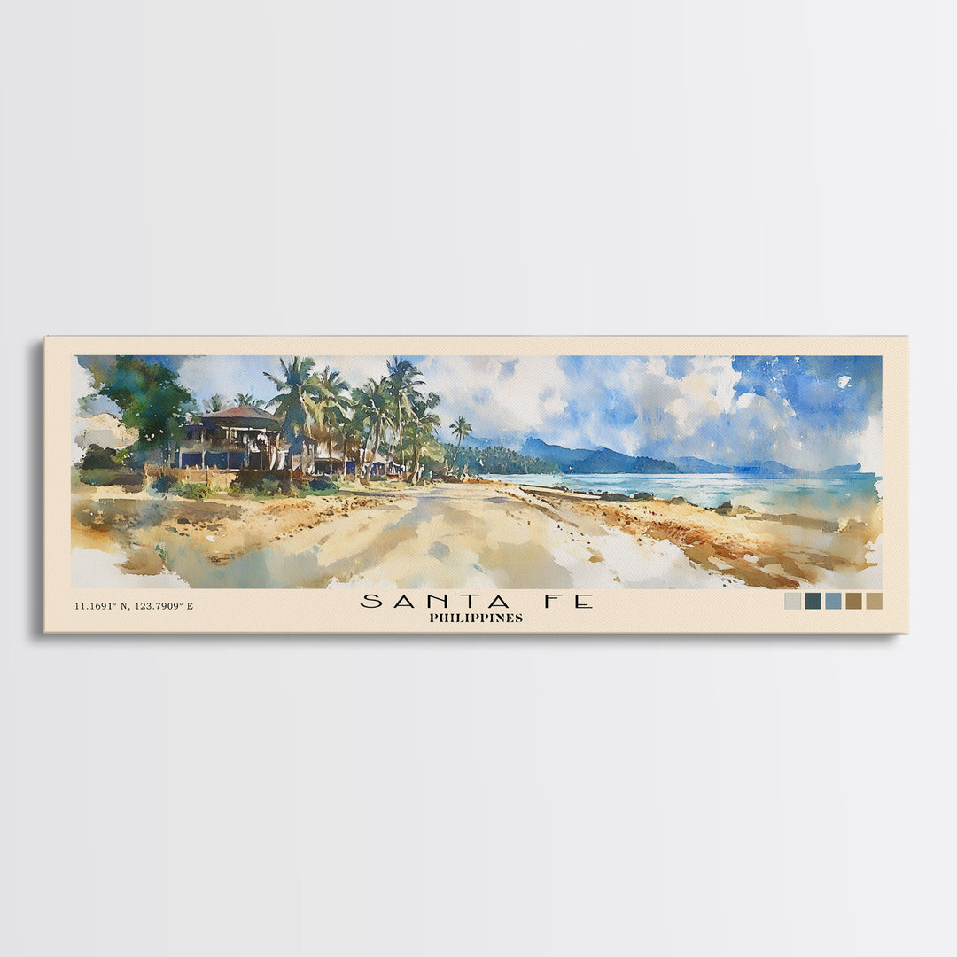 Santa Fe, Philippines Watercolor Beach Print, Vacation Gift, Philippines Wall Art, Beach Painting, Beach Decor, Beach Painting