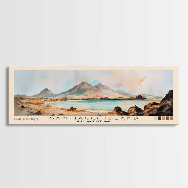 Santiago Island, Galapagos, Ecuador Watercolor Print, Vacation Gift, Galapagos, Ecuador Wall Art, Beach Painting, Beach Decor, Beach Or Lakehouse Art