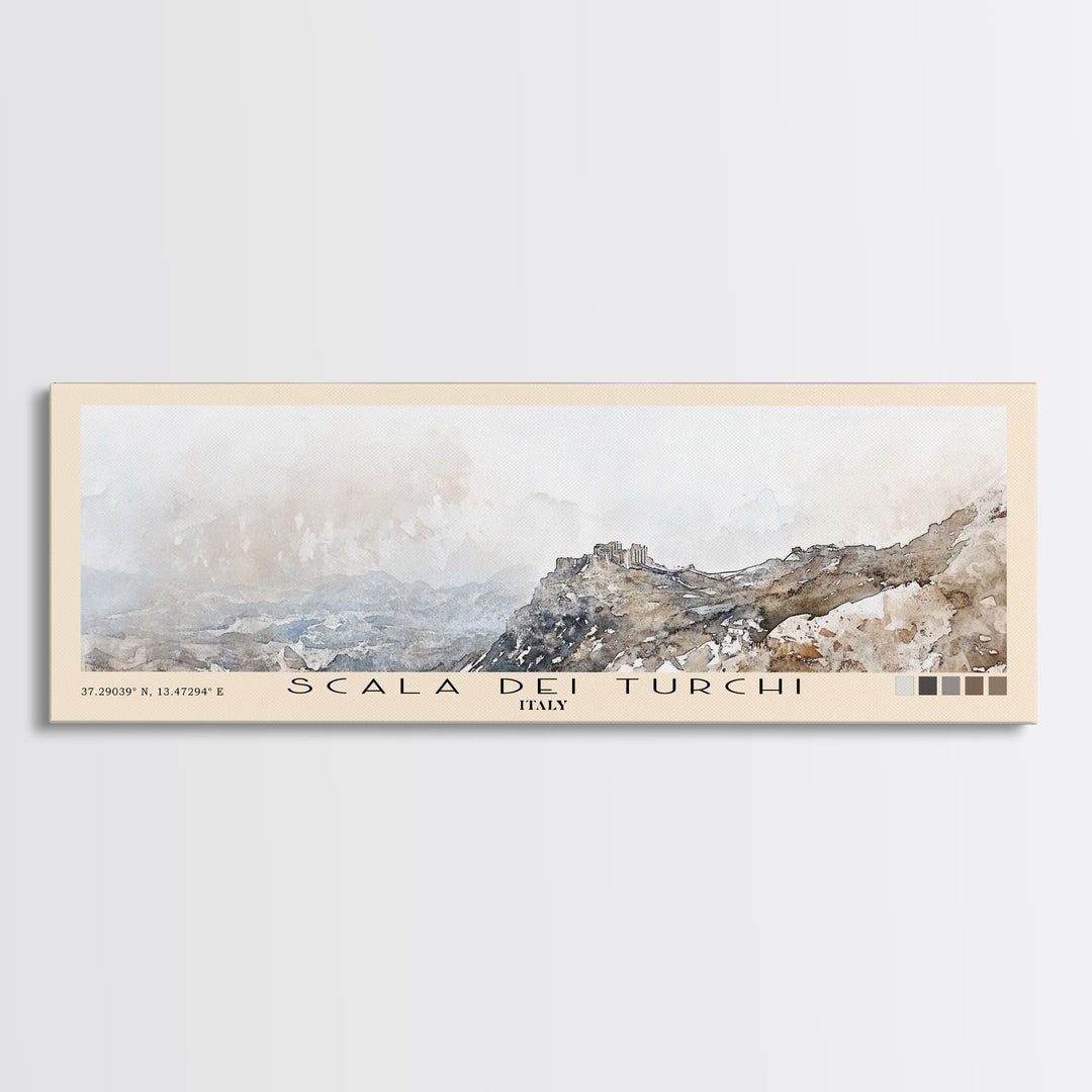 Scala dei Turchi, Italy Watercolor Print, Vacation Gift, Italy Wall Art, Vacation Wall Art, Vacatation Memories, Beach Decor, Beach Or Lakehouse Art