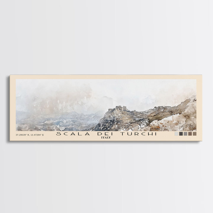 Scala dei Turchi, Italy Watercolor Print, Vacation Gift, Italy Wall Art, Vacation Wall Art, Vacatation Memories, Beach Decor, Beach Or Lakehouse Art