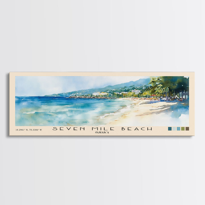 Seven Mile Beach, Jamaica Watercolor Print, Vacation Gift, Jamaica Wall Art, Vacation Wall Art, Vacatation Memories, Beach Decor, Beach Or Lakehouse Art