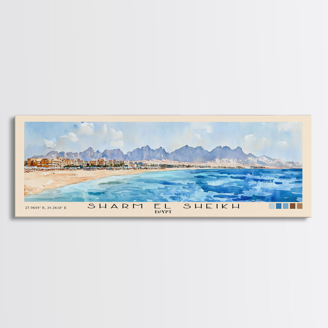 Sharm El Sheikh, Egypt Watercolor Beach Print, Vacation Gift, Egypt Wall Art, Beach Painting, Beach Decor, Beach Painting