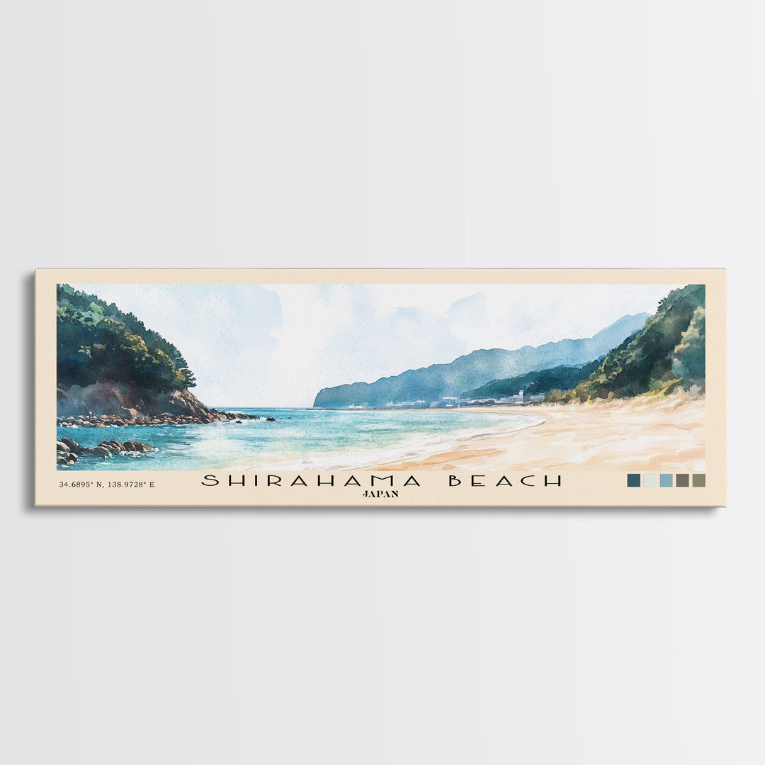 Shirahama Beach, Japan Watercolor Print, Vacation Gift, Japan Wall Art, Beach Painting, Beach Decor, Beach Or Lakehouse Art