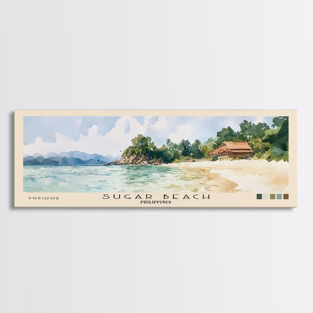Sugar Beach, Philippines Watercolor Print, Vacation Gift, Philippines Wall Art, Vacation Wall Art, Vacatation Memories, Beach Decor, Beach Or Lakehouse Art