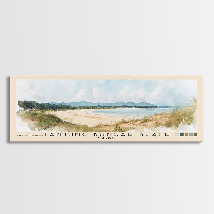 Tanjung Bungah Beach, Malasyia Watercolor Print, Vacation Gift, Malasyia Wall Art, Beach Painting, Beach Decor, Beach Or Lakehouse Art