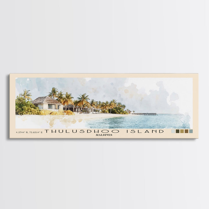 Thulusdhoo Island, Maldives Watercolor Print, Vacation Gift, Maldives Wall Art, Beach Painting, Beach Decor, Beach Or Lakehouse Art