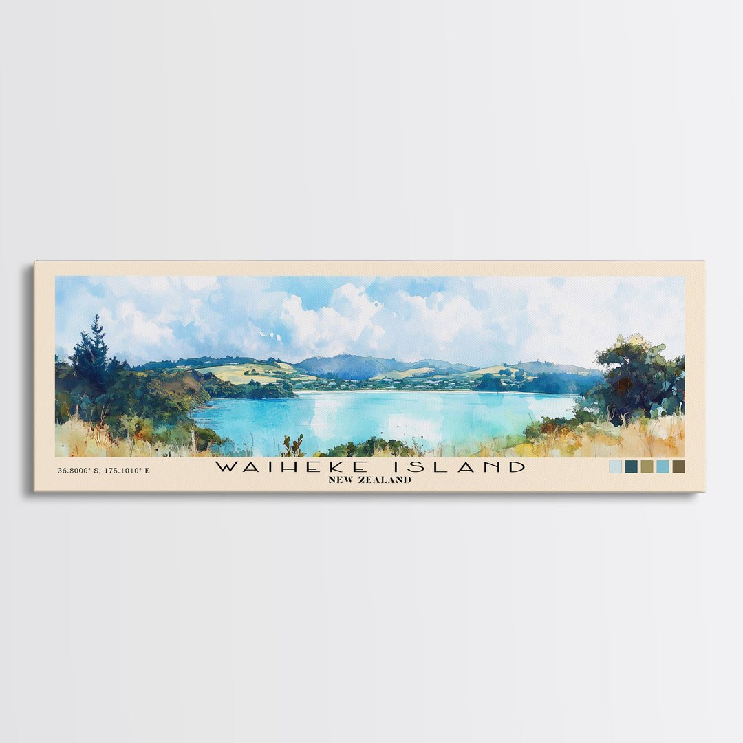 Waiheke Island, New Zealand Watercolor Print, Vacation Gift, New Zealand Wall Art, Vacation Wall Art, Vacatation Memories, Beach Decor, Beach Or Lakehouse Art