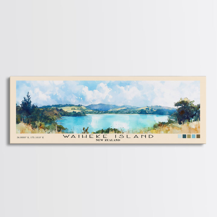Waiheke Island, New Zealand Watercolor Print, Vacation Gift, New Zealand Wall Art, Vacation Wall Art, Vacatation Memories, Beach Decor, Beach Or Lakehouse Art