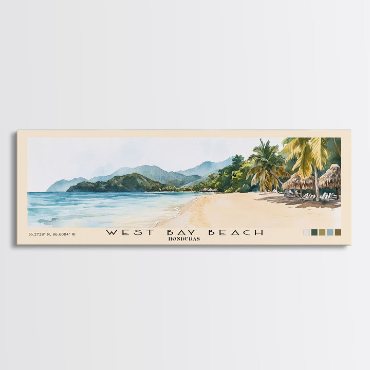 West Bay Beach, Honduras Watercolor Print, Vacation Gift, Honduras Wall Art, Vacation Wall Art, Vacatation Memories, Beach Decor, Beach Or Lakehouse Art