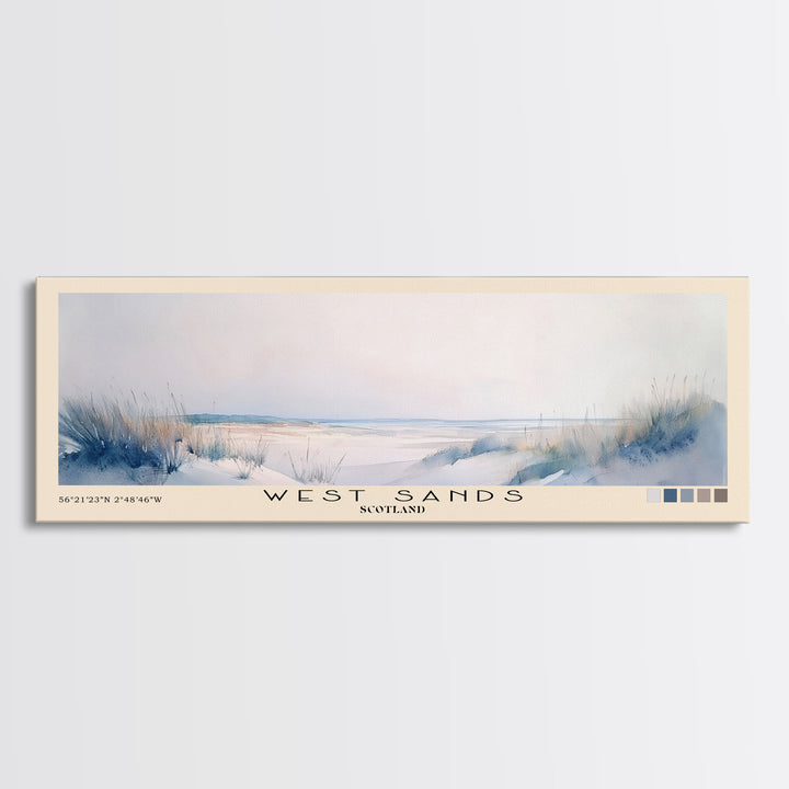 West Sands, Scotland Watercolor Beach Print, Vacation Gift, Scotland Wall Art, Beach Painting, Beach Decor, Beach Painting