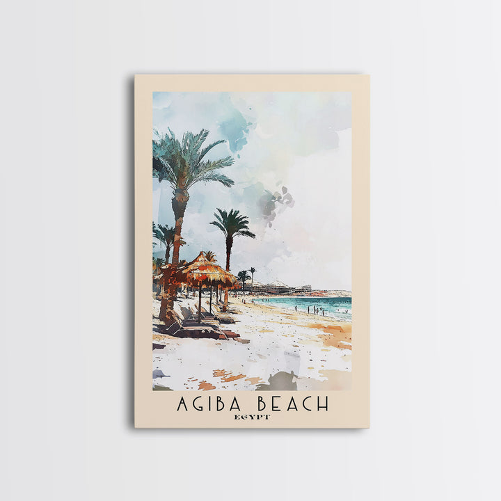 Agiba Beach, Egypt Watercolor Print, Vacation Gift, Egypt Wall Art, Beach Painting, Beach Decor, Beach Or Lakehouse Art