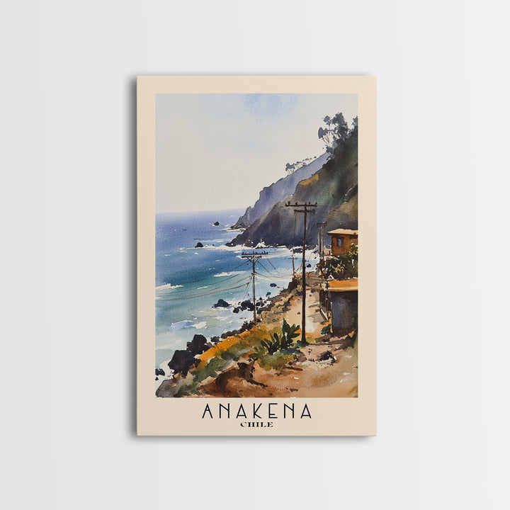 Anakena, Chile Watercolor Print, Vacation Gift, Chile Wall Art, Beach Painting, Beach Decor, Beach Or Lakehouse Art
