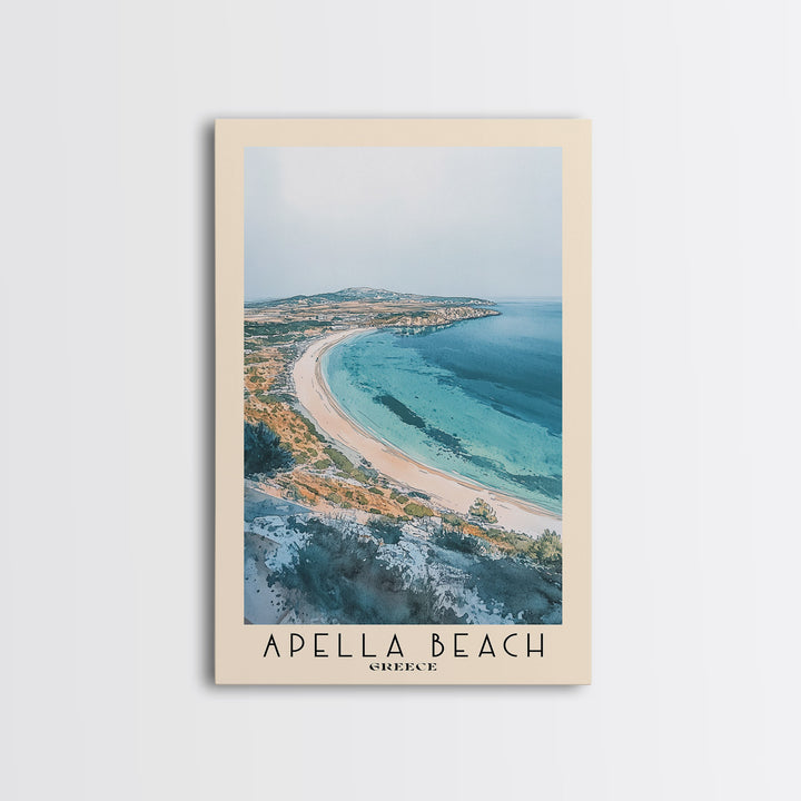 Apella Beach, Greece Watercolor Print, Vacation Gift, Greece Wall Art, Beach Painting, Beach Decor, Beach Or Lakehouse Art