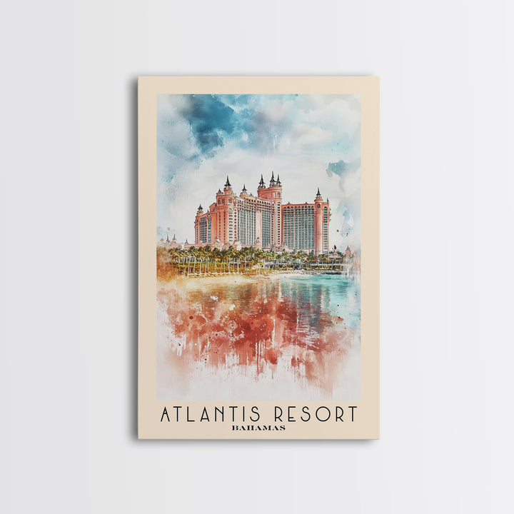 Atlantis Resort, Bahamas Watercolor Print, Vacation Gift, Bahamas Wall Art, Beach Painting, Beach Decor, Beach Or Lakehouse Art