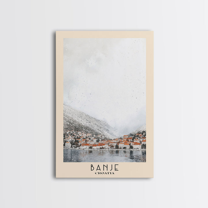Banje, Croatia Watercolor Print, Vacation Gift, Croatia Wall Art, Beach Painting, Beach Decor, Large Wall Art, Wood Frame Art