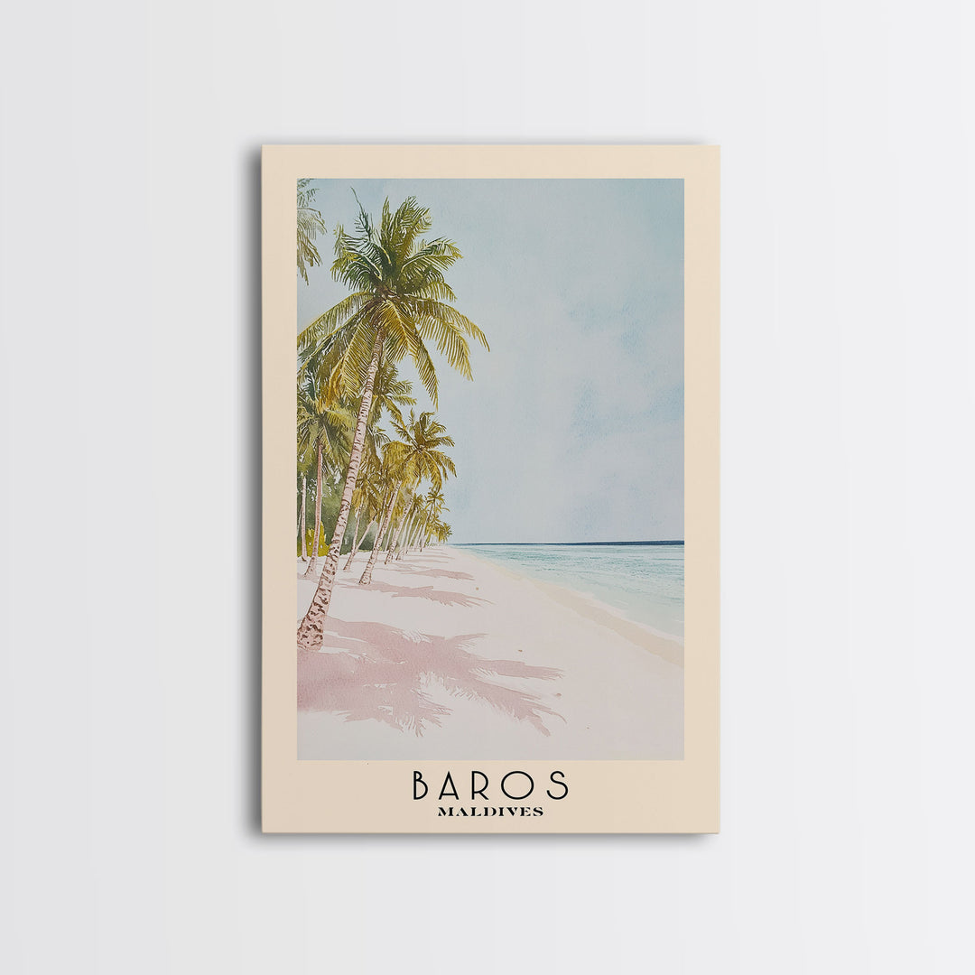 Baros, Maldives Watercolor Print, Vacation Gift, Maldives Wall Art, Vacation Wall Art, Vacatation Memories, Beach Decor, Beach Or Lakehouse Art