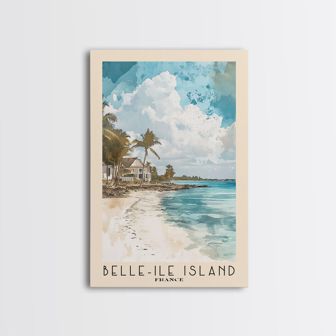 Belle-Ile Island, France Watercolor Beach Print, Vacation Gift, France Wall Art, Beach Painting, Beach Decor, Beach Painting