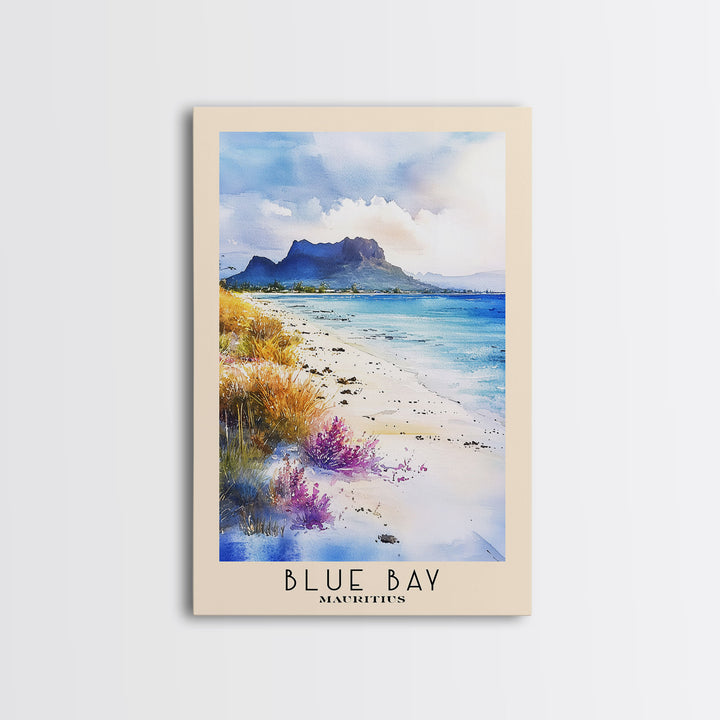Blue Bay, Mauritius Watercolor Print, Vacation Gift, Mauritius Wall Art, Vacation Wall Art, Vacatation Memories, Beach Decor, Beach Or Lakehouse Art
