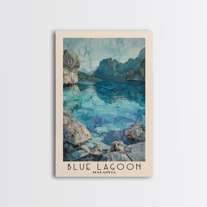 Blue Lagoon, Malasyia Watercolor Beach Print, Vacation Gift, Malasyia Wall Art, Beach Painting, Beach Decor, Beach Painting