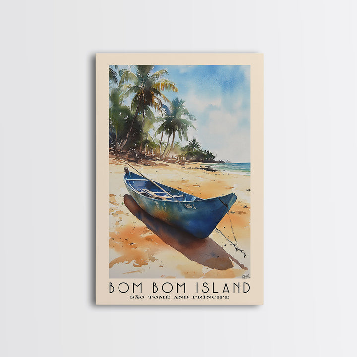 Bom Bom Island, São Tomé and Príncipe Watercolor Print, Vacation Gift, São Tomé and Príncipe Wall Art, Vacation Wall Art, Vacatation Memories, Beach Decor, Beach Or Lakehouse Art