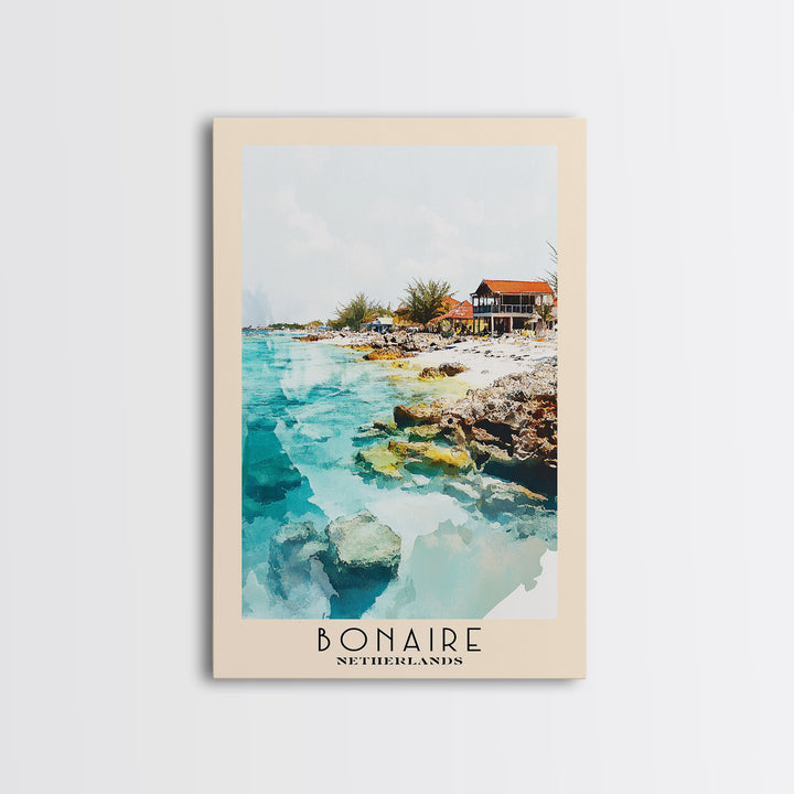 Bonaire, Netherlands Watercolor Print, Vacation Gift, Netherlands Wall Art, Beach Painting, Beach Decor, Beach Or Lakehouse Art
