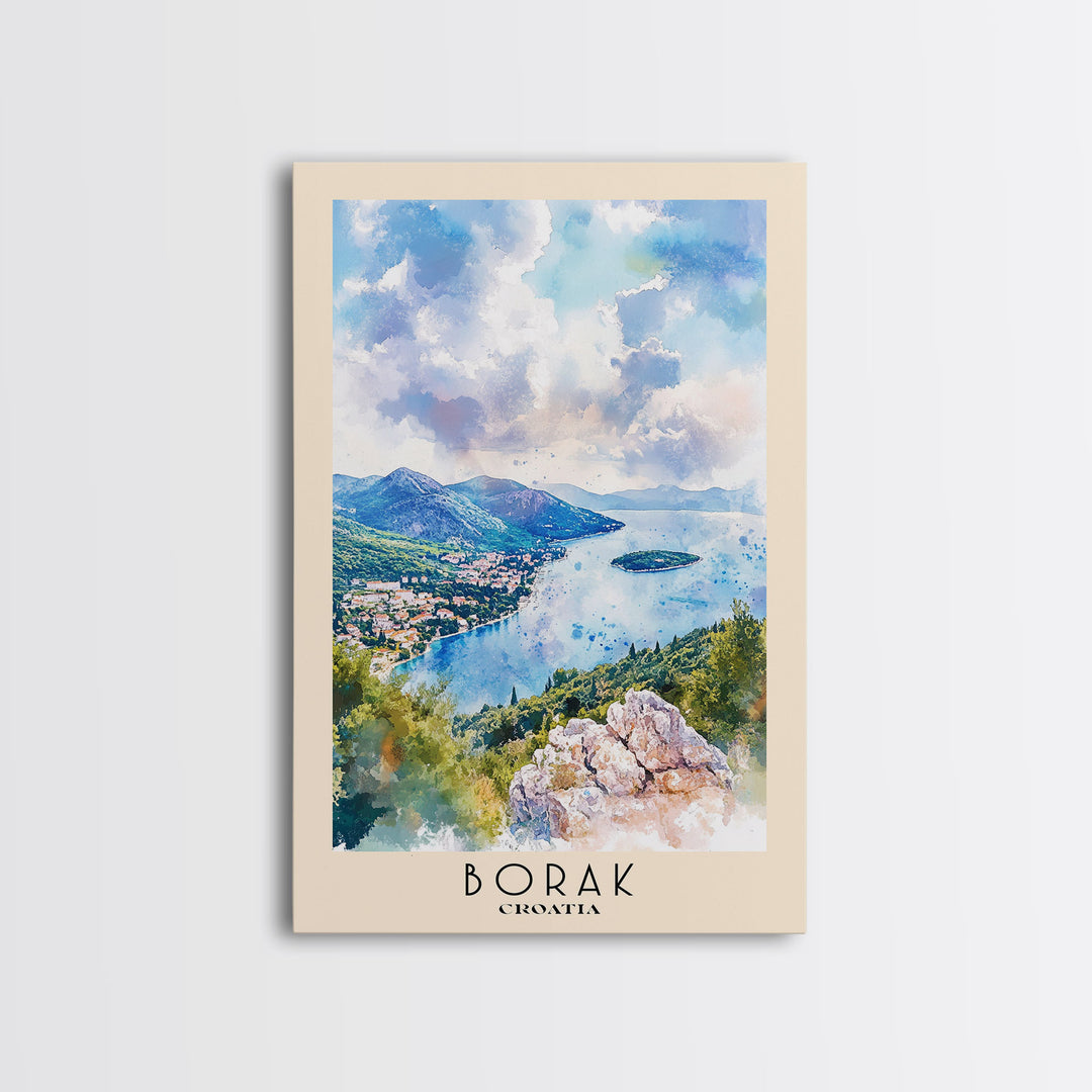 Borak, Croatia Watercolor Print, Vacation Gift, Croatia Wall Art, Beach Painting, Beach Decor, Beach Or Lakehouse Art